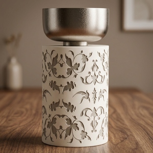 Quemador de incienso de resina con diseño floral de lujo, plato metálico en forma de tazón, soporte para incienso, quemador de aroma metálico para el hogar. - Product Image 2
