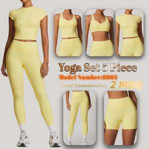 Ensemble de yoga professionnel pour femmes, dernier design, logo personnalisé sur le devant, haute qualité, respirant, 4 pièces, vente en gros, nouvelle arrivée - Product Image 2