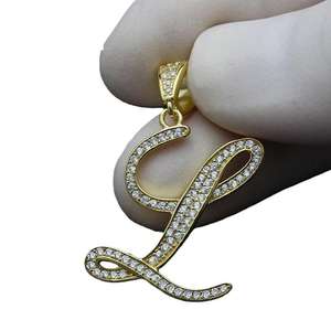 Colgante de Letra L con Diamante Moissanite, Plata de Ley 925, Letra del Alfabeto con Incrustaciones de Diamantes, Sin Cadena, Regalo al por Mayor - Product Image 4