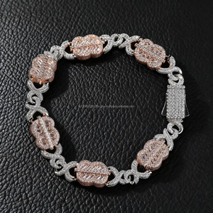 Collier et bracelet en argent plaqué avec signe dollar en moissanite, chaîne cubaine hip-hop, bijoux, cadeau d'anniversaire pour mariage, fête ou occasion spéciale - Product Image 1