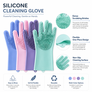 Reusable dishwashing kitchen waterproof <b>silicone</b> cleaning <b>gloves</b> - Product Image 2