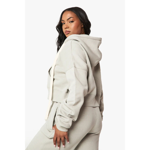 Custom Womens Purple Tracksuit <b>Set</b> Cropped Hoodie <b>Jogger</b> Pants Casual Streetwear Sportswear Two Piece <b>Matching</b> Outfit Supplier - Product Image 2