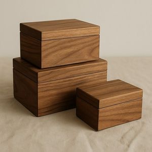 Traditional Wooden Gift Box with Handcrafted Finish Handcrafted Wooden Storage Box Set Natural Matte Finish <b>Jewelry</b> <b>Organizers</b> - Product Image 1
