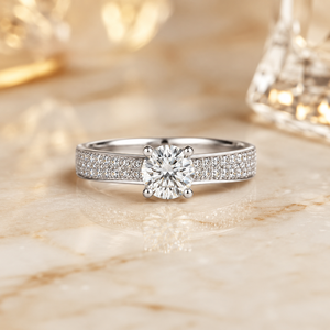 Elegante Anillo de Compromiso de Oro de 14K para Mujer, Corte Redondo, Diamante CZ Solitario, Fabricante de Joyería - Product Image 1