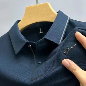 Camiseta de Lujo para Hombre, Jersey Sólido, Bordado Personalizado, Cuello Solapa, Transpirable, Top de Verano - Product Image 1