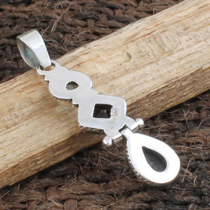 Pendentif en grenat rouge naturel et topaze bleue, collier en argent sterling 925, bijoux pierres de naissance de janvier et de décembre pour femmes, vente en gros - Product Image 6