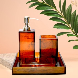 Modern Resin Portable Bathroom Set Rectangle Five-Piece Soap Dish <b>Toothbrush</b> <b>Holder</b> Soap Dispenser Tray Wall-Mounted Convenient - Product Image 4