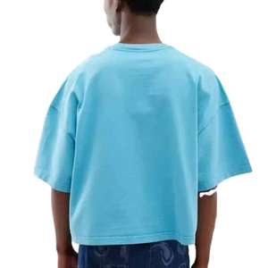 Camiseta de hombre de estilo urbano, de tejido grueso, corte cropped y holgado, oversize, lisa, personalizable, con hombros caídos, 2026 - Product Image 2