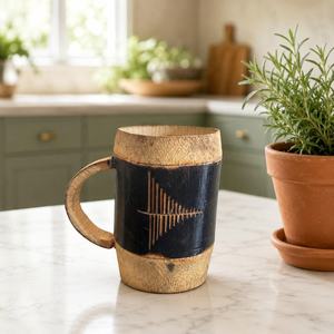 Hand Carved Wooden <b>Mug</b> Engraved <b>Tree</b> Design Polished Brown Handle Cup for Gift and Home Decor - Product Image 2