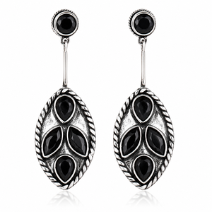 Pendientes colgantes bohemios de latón chapado en plata antigua con engaste de bisel para fiestas de mujer - Para todas las ocasiones religiosas - Product Image 1