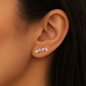 Pendientes de tuerca con diamantes cultivados en laboratorio en forma de pera, de oro macizo de 10K y 14K, con diseño de gota, tipo ear crawler, joyería de moda - Product Image 6