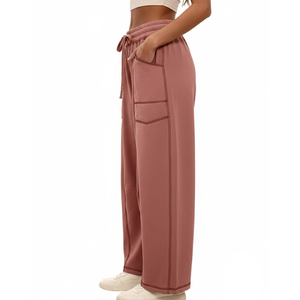 Diseña tus propios pantalones deportivos para mujer, fáciles de usar, con MOQ bajo, recién llegados, informales, de color sólido, en venta. - Product Image 3