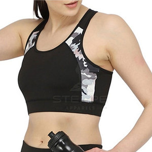 Soutien-gorge de sport simple pour femme, bretelles réglables, léger, rembourré, logo frontal, maintien élevé, écologique, séchage rapide, pour le yoga et usage quotidien - Product Image 2