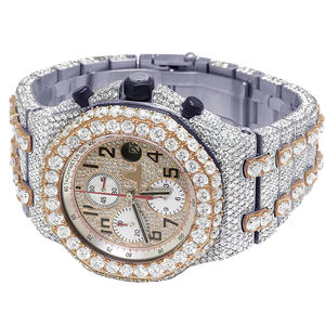 Montre à quartz pour homme en acier inoxydable, style Hip Hop, sertie de moissanite et de diamants VVS, avec lunette premium, bracelet de 20 mm et verre traité, tendance - Product Image 3