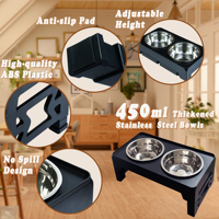 Comedero Doble para Perros 2 en 1, Ajustable en Altura, con Base de Acero Inoxidable Moderna y Levitante, con Logotipo Personalizado, de Plástico Resistente y Plegable