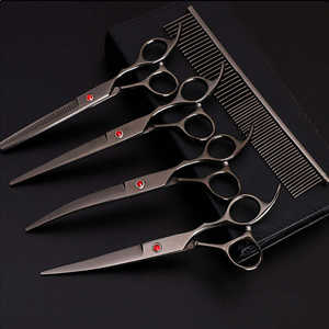 Kit de Toilettage Professionnel pour Animaux 5 Pièces – Ciseaux Aiguisés en Acier Inoxydable pour Chiens et Chats (Main Droite) – Effilage, Courbés, Droits - Product Image 6