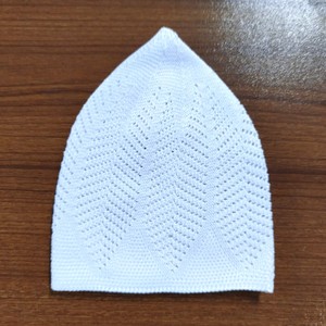 Bonnet musulman blanc en coton tricoté, couleur unie, respirant, ajustable, broderie à la main, maille, pour toutes les saisons, Moyen-Orient - Product Image 6