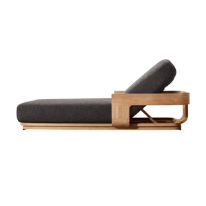 Chaise longue de luxe en teck pour l'extérieur, dossier réglable, pour piscine, villa, jardin, mobilier de resort - Product Image 2
