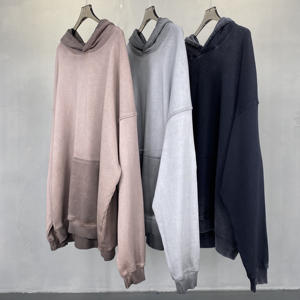 เสื้อมีฮู้ดแบบสวมหัวโอเวอร์ไซส์ผ้าฝ้ายฟอกสีสไตล์วินเทจผ้าเทอร์รี่100% ตามสั่ง - Product Image 3