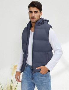 Chaleco Acolchado Reversible con Capucha para Hombre, Relleno de Poliéster, Chaqueta sin Mangas con Cierre y Bolsillos para Invierno - Product Image 3