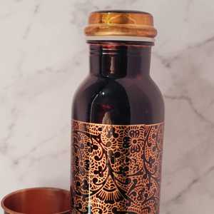 Botella de Agua de Cobre 100% Puro, Antiderrames, para Viaje, con Acabado Antiguo, para Yoga y Bienestar, Ecológica, Unisex, Ideal para Regalo - Product Image 5