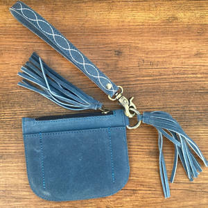 Luxe personnalisé en gros botte point de daim cuir bracelet carte de crédit pochette sac à main Mini poche à monnaie gland porte-carte portefeuilles - Product Image 4