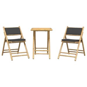 Conjunto de Bistro Gris Oscuro, Muebles de Patio Compactos de Bambú Natural y Poliéster, Elegantes y Duraderos - Product Image 4