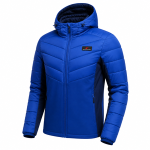 Veste matelassée en gros pour hommes, hiver, décontractée, imperméable, respirante, coupe-vent, en tissu PU, polyester/nylon, fermeture éclair - Product Image 5