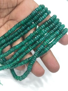 Perles de pierres précieuses de haute qualité pour la fabrication de bijoux, 17 pouces, onyx vert naturel, forme de pneu lisse, taille 6-7 mm - Product Image 3