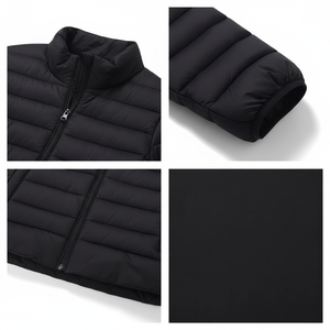 Ventes en gros OEM, manteaux d'hiver noirs personnalisés, 220 GSM, manteaux en duvet pour hommes, veste en tissu de haute qualité pour hommes - Product Image 5