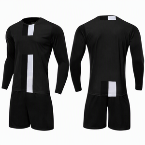 Ensemble de maillot et short de football bleu pour homme, manches longues, col rond, impression sublimée, évacuation de l'humidité, coupe athlétique, toutes saisons - Product Image 2