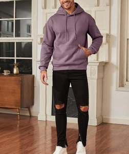 Men's Heavyweight Polyester/Cotton Oversized Hooded Varsity <b>Jacket</b> <b>Thick</b> <b>Fleece</b> French Terry Pocket Solid Custom Logo Print - Product Image 6