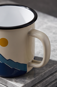 Sun And Layered Peaks Print Iron <b>Enamel</b> <b>Mug</b> Scenic Travel Quote Cream Metal Coffee Cup Factory Direct Wholesale Partner Vendor - Product Image 2