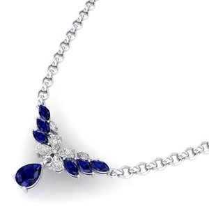REYES Colgantes de Zafiro Azul de Alta Calidad con Corte de Pera de 2.75 Quilates en Plata de Ley 925 con Collares de Moissanita para Mujer - Product Image 6