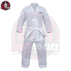 Uniforme de Taekwondo OEM en coton et polyester durable, blanc, avec ceinture élastique, tenue d'entraînement d'arts martiaux - Product Image 2