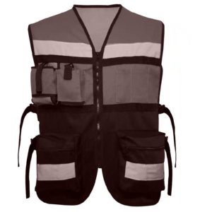 Chaleco de Seguridad Reflectante de Alta Visibilidad con Bolsillos y Cierre de Cremallera, Ropa de Trabajo de Poliéster Gris Unisex - Product Image 1