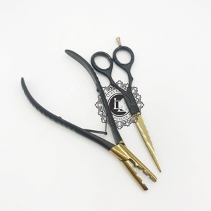 Alicates para Extensiones de Cabello con Tijeras, Recubrimiento en Polvo Negro Mate y Dorado Plasma, al Mejor Precio, Herramientas de Acero Inoxidable para Extensiones de Cabello - Product Image 4