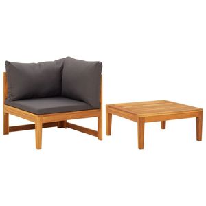 Set Lounge da Giardino Grigio Scuro con Legno Naturale per Arredamento da Esterno - Product Image 2