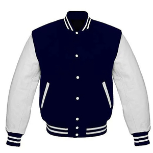 OEM Custom Men's <b>Long</b> Sleeve Baseball <b>Jacket</b> with Stand Collar Breathable <b>Leather</b> Varsity Letterman <b>Jackets</b> - Product Image 4