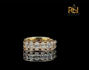 Heavy Wide Oval Lab Grown Diamond Wedding <b>Ring</b> Solid Gold <b>Thick</b> Statement Band Men Women OEM ODM Wholesale B2B Supply - Product Image 1