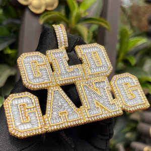 Colgante de Moissanita Personalizado con Letra, Plata de Ley 925, Certificado GRA, Corte Baguette, Engaste de Canal, Estilo Hip Hop, para Fiesta de Hombres - Product Image 4