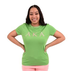 Camiseta AKA Jacquard Color Verde para Mujer, Cuello Redondo, Manga Corta, Premium, Casual, para Uso Diario - Product Image 4