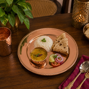 Ensemble de thali en cuivre fait main pour la Pooja, assiette traditionnelle pour la Puja, cadeau pour le festival Diwali, thali Aarti, décoration pour le temple à domicile, vente en gros - Product Image 3