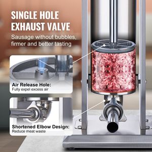 Insaccatrice Manuale a Doppia Velocità 7 L/15 LBS, Insaccatrice Verticale per Carne in Acciaio Inox 304 per Uso Alimentare, per la Preparazione di Salsicce - Product Image 3
