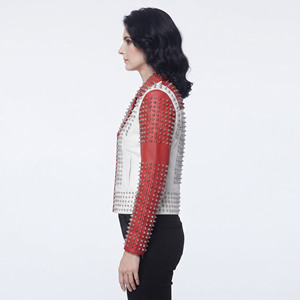 Women Premium Genuine Leather Studded Ladies Turn-Down-Collar Leather Studded <b>Jackets</b> Female Studded Full Sleeve Leather <b>Jacket</b> - Product Image 3