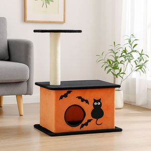Albero per Gatti di Halloween da 33 Pollici con Ampia Cuccia e Grande Piattaforma, Torre per Gatti da Interno con Tiragraffi in Sisal, Arancione - Product Image 6