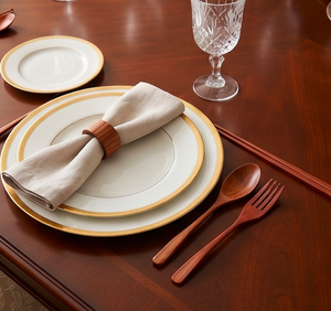 Ensemble de couverts en bois poli à la main, cuillère, fourchette, baguettes, minimalistes, réutilisables, pour le camping et l'hôtellerie - Product Image 4