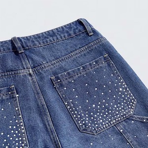 Glory Custom Rhinestone Denim Jeans Shorts High Quality Fabric With 4 Pocket Shorts For Casualwear & Streetwear For Unisex - Product Image 6