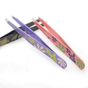 Pince à épiler professionnelle en acier inoxydable pour sourcils et cils, inclinée, de qualité supérieure, avec poignée en fibre pour une préhension parfaite, ANAAIF - Product Image 1