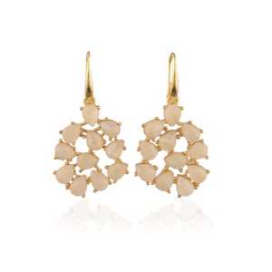 ต่างหูเงินแท้ 925 ชุบทอง 14K รูปทรงหยดน้ำประดับมูนสโตน น่ารัก งานแฮนด์เมด เครื่องประดับอัญมณีสำหรับผู้หญิง-งานฉลองครบรอบ - Product Image 5